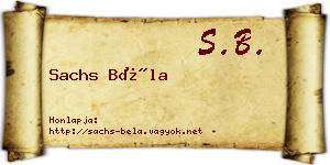 Sachs Béla névjegykártya